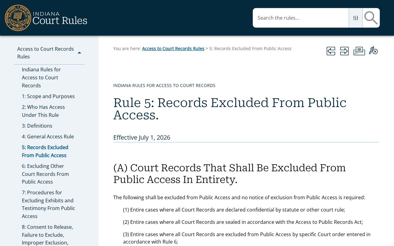 Randolph County criminal court docket access exclusions
