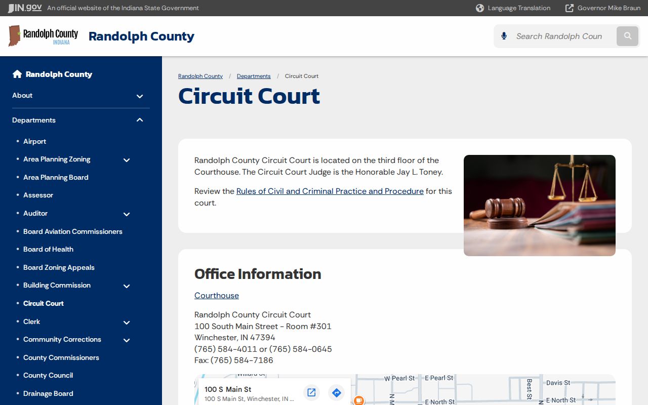 Randolph County court docket Circuit Court office page
