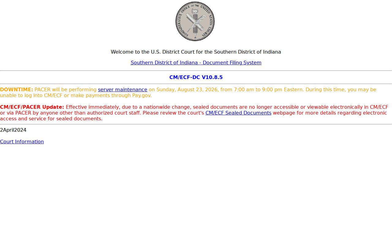 Parker City court records and Southern District federal filing boundary