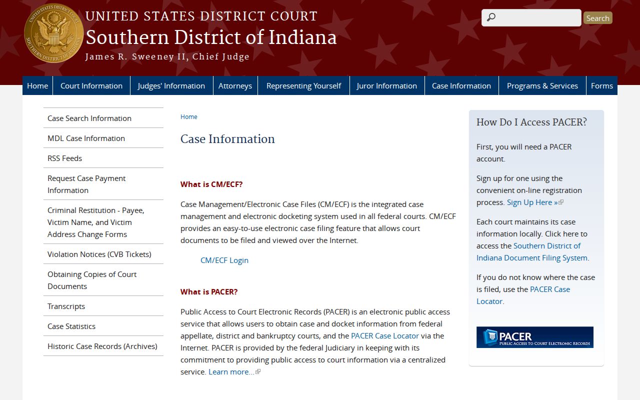 Winchester court records route for Southern District federal cases
